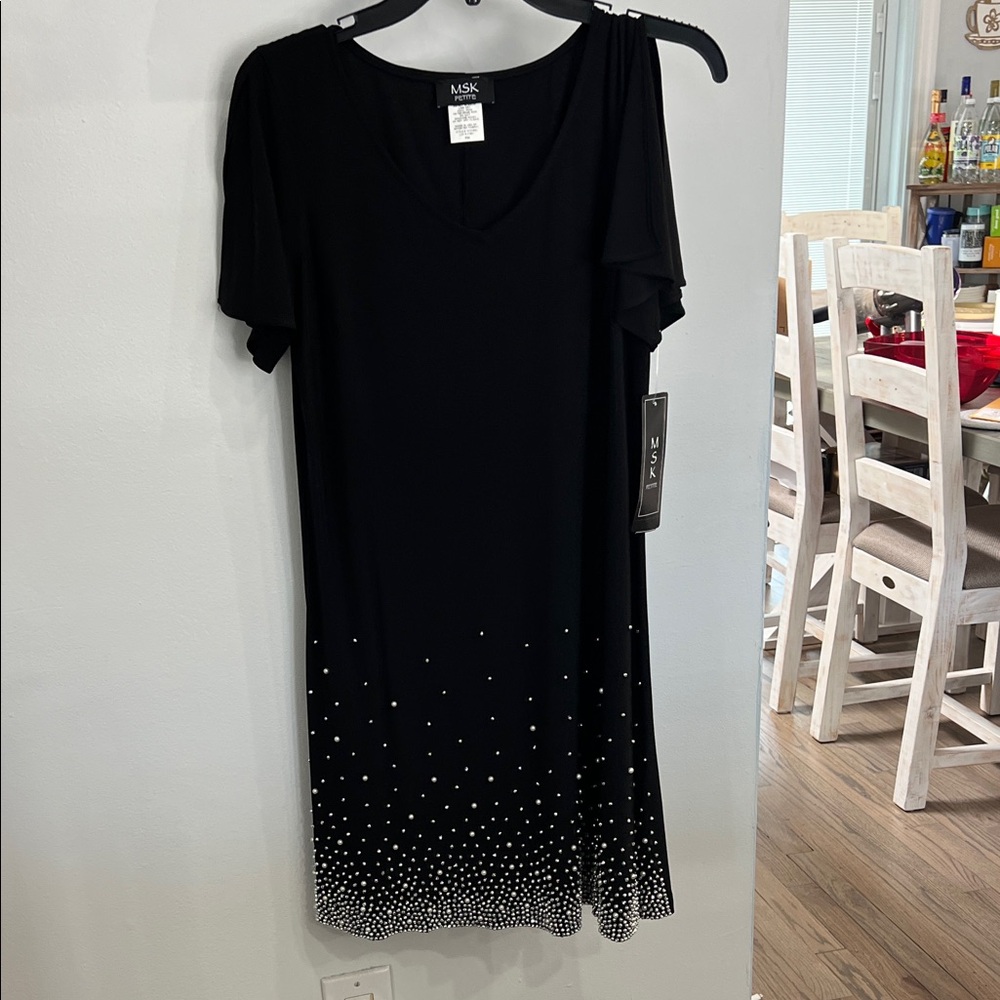 MSK Black Mini Dress with White Accents